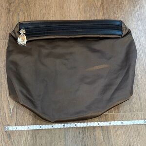 Bostonten Satin Zippered Organizing Pouch Taupe Mocha Black Gold Zipper 11 x 10